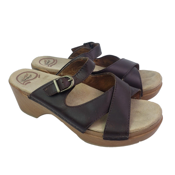 Dansko Dark Brown Leather Sandals - Picture 1 of 10